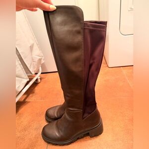 Classic Women's Tall Two-Tone Brown Riding Boots